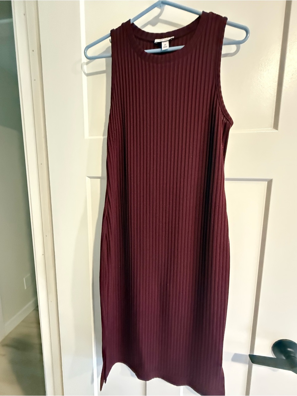 Nine West Sleeveless Ribbed Wine Dress